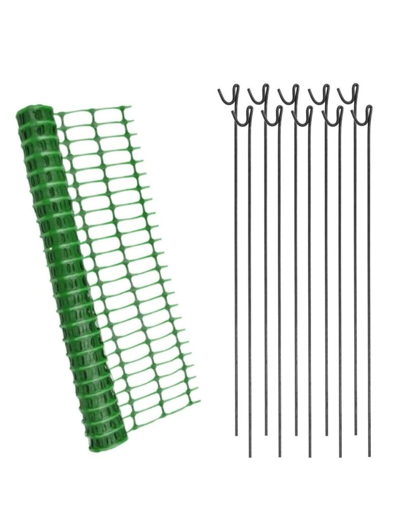 UVStabilisedGreenBarrierMeshFence25mWith10MetalFencingPins