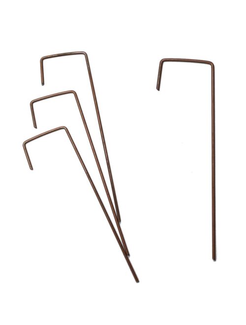 CopperColouredMetalJGroundCoverFixingPins200mm -Packof10